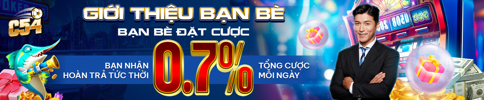 Banner C54 giới thiệu bạn bè nhận 0,7%