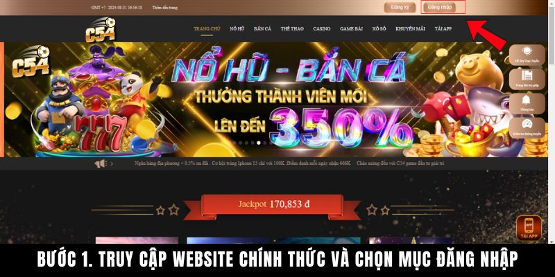 Bước 1. Truy Cập Website Chính Thức Và Chọn Mục Đăng Nhập