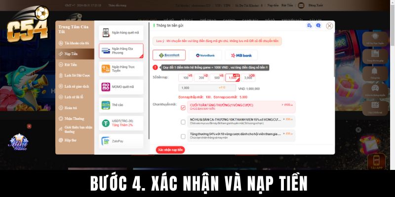 Bước 4. Xác Nhận Và Nạp Tiền