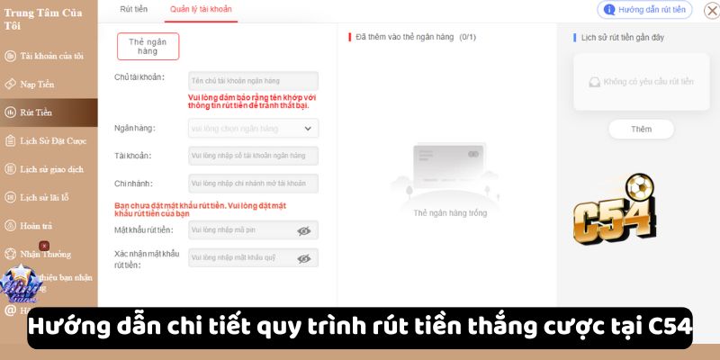 Hướng dẫn chi tiết quy trình rút tiền thắng cược tại C54