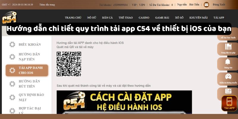 Hướng dẫn chi tiết quy trình tải app C54 về thiết bị iOS của bạn