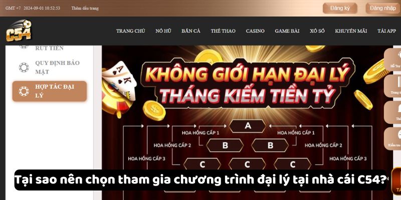 Tại sao nên chọn tham gia chương trình đại lý tại nhà cái C54?